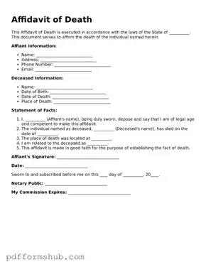 Valid Affidavit of Death Form