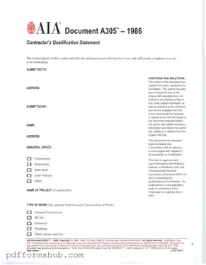 Fill in Your AIA A305 Form