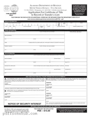 Fill in Your Alabama Mvt 20 1 Form