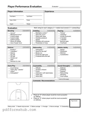 Fill in Your Basketball Evaluation Form
