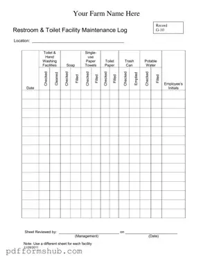 Fill in Your Bathroom Cleaning Log Sheet Form