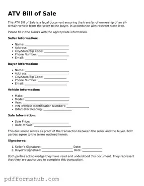 Valid ATV Bill of Sale Form