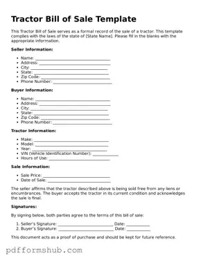 Valid Tractor Bill of Sale Form