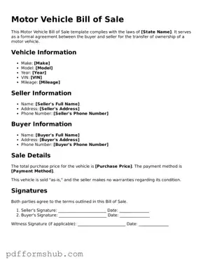 Valid Motor Vehicle Bill of Sale Form