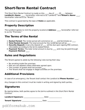 Valid Short-Term Rental Contract Form
