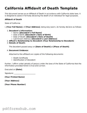 Attorney-Verified Affidavit of Death Form for California State