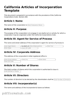 Attorney-Verified Articles of Incorporation Form for California State