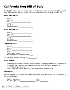 Attorney-Verified Dog Bill of Sale Form for California State