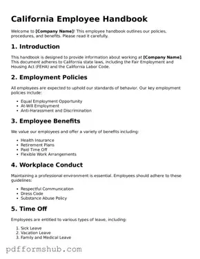 Attorney-Verified Employee Handbook Form for California State