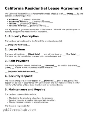 Attorney-Verified Residential Lease Agreement Form for California State