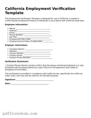 Attorney-Verified Employment Verification Form for California State
