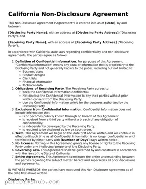 Attorney-Verified Non-disclosure Agreement Form for California State