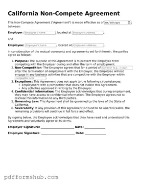 Attorney-Verified Non-compete Agreement Form for California State