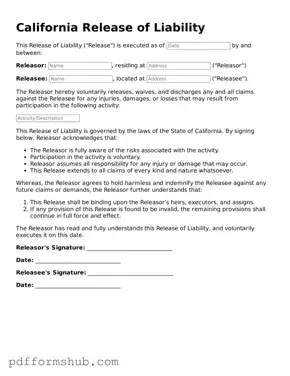 Attorney-Verified Release of Liability Form for California State