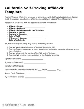 Attorney-Verified Self-Proving Affidavit Form for California State