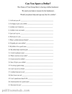 Fill in Your Donated A Dollar Form