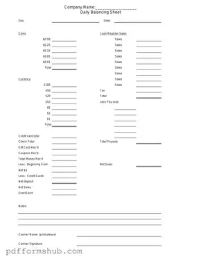 Fill in Your Cash Drawer Count Sheet Form