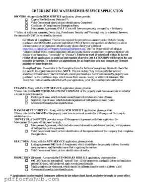 Fill in Your Dekalb County Water Application Form