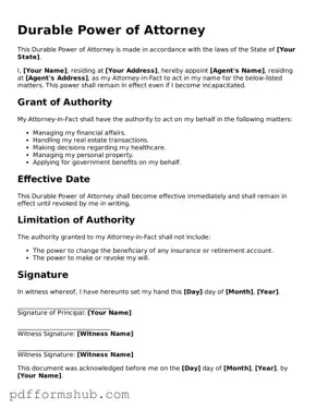 Valid Durable Power of Attorney Form