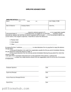 Fill in Your Employee Advance Form