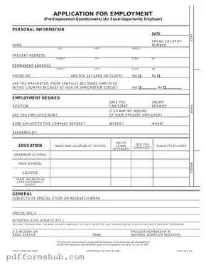 Fill in Your Employment Application Pdf Form