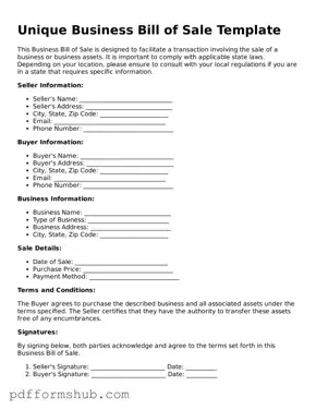 Valid Business Bill of Sale Form