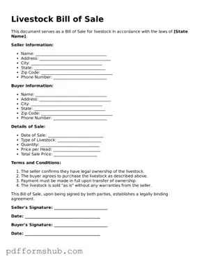 Valid Livestock Bill of Sale Form