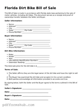 Attorney-Verified Dirt Bike Bill of Sale Form for Florida State