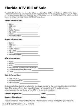 Attorney-Verified ATV Bill of Sale Form for Florida State