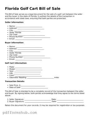 Attorney-Verified Golf Cart Bill of Sale Form for Florida State