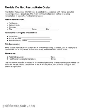 Attorney-Verified Do Not Resuscitate Order Form for Florida State