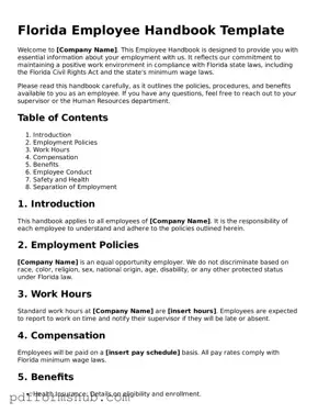 Attorney-Verified Employee Handbook Form for Florida State