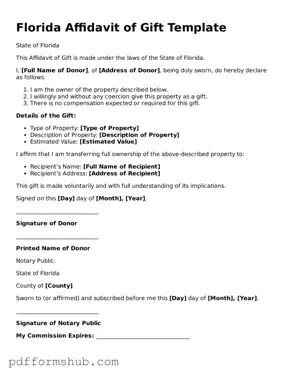 Attorney-Verified Affidavit of Gift Form for Florida State