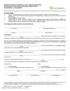 Fill in Your Florida Realtors Residential Lease Form