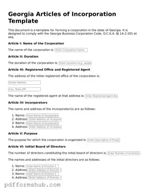 Attorney-Verified Articles of Incorporation Form for Georgia State