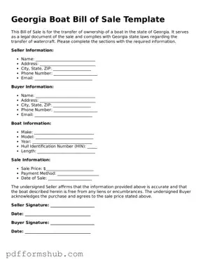 Attorney-Verified Boat Bill of Sale Form for Georgia State