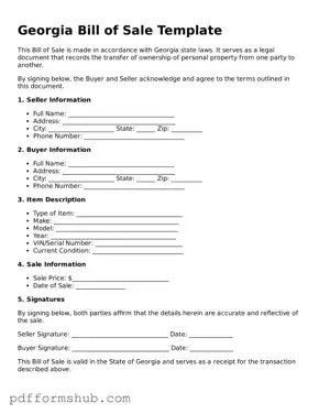 Attorney-Verified Bill of Sale Form for Georgia State