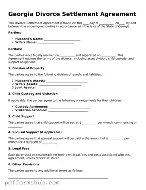 Attorney-Verified Divorce Settlement Agreement Form for Georgia State
