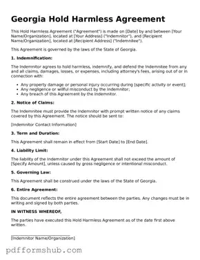 Attorney-Verified Hold Harmless Agreement Form for Georgia State