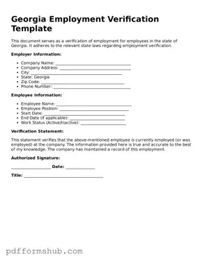 Attorney-Verified Employment Verification Form for Georgia State