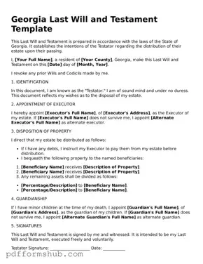 Attorney-Verified Last Will and Testament Form for Georgia State