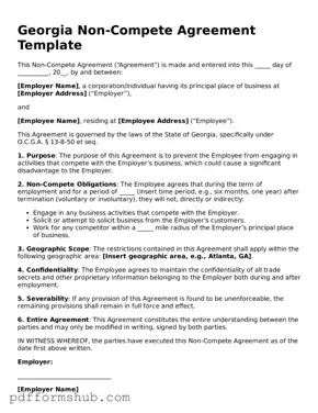 Attorney-Verified Non-compete Agreement Form for Georgia State