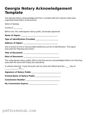 Attorney-Verified Notary Acknowledgement Form for Georgia State