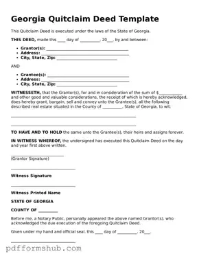 Attorney-Verified Quitclaim Deed Form for Georgia State