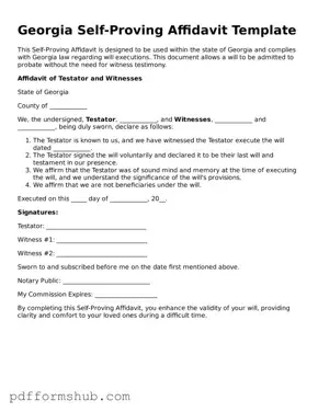 Attorney-Verified Self-Proving Affidavit Form for Georgia State
