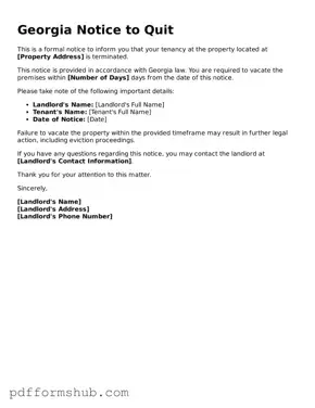 Attorney-Verified Notice to Quit Form for Georgia State