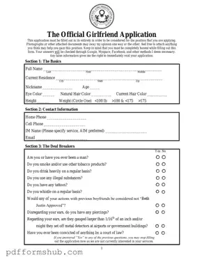 Fill in Your Girlfriend Application Form