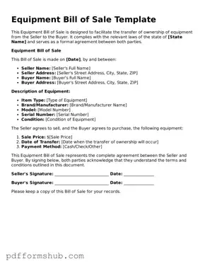 Valid Equipment Bill of Sale Form