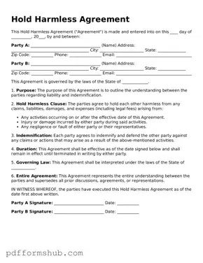 Valid Hold Harmless Agreement Form