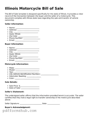 Attorney-Verified Motorcycle Bill of Sale Form for Illinois State